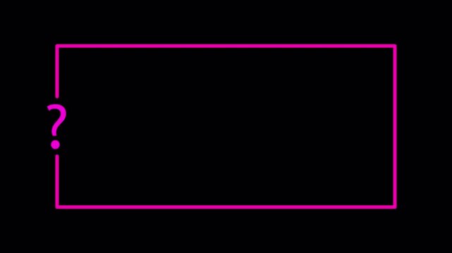 Question Mark Frame with Minimalist Rectangle Border and copy space on transparent background for Educational Quizzes ,Trivia Games  ,Social Media Overlays and FAQs  in 4k animation with Alpha channel