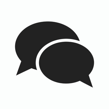 Black and white speech bubble chat icon vector illustration for communication and messaging concept