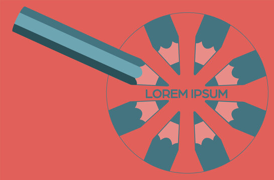 A logo design with brillant colors is made of pencils and is suggested as a logo for an artist or illustrator.