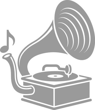 Vintage gramophone with musical note in a classic vector design