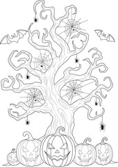 Fototapeta premium Adorable Ghost Character Halloween Coloring Page for Kids Activity
