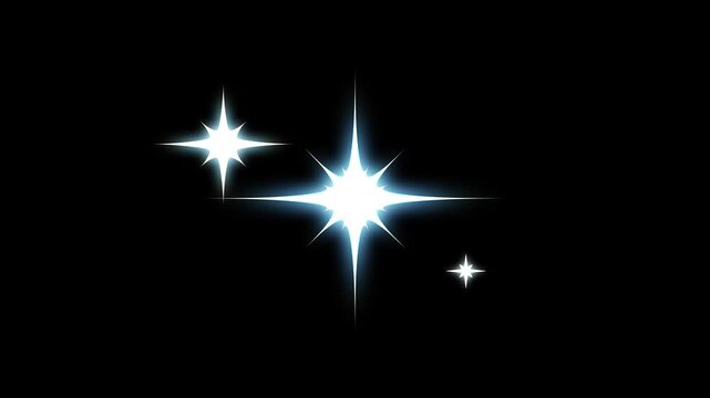 star effect animation in 4K loop,Twinkle stars light,blinking shining light twinkling effect glowing on transparent  black screen background,Stars twinkle like flash rays