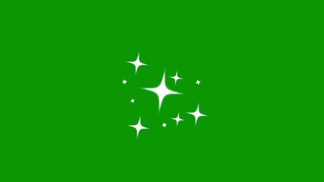 Twinkle star sparkle loop, animated star sparkle vector doodles,Flickering light effect,4K green screen animation for video, or outer space themes. star twinkling for festive holiday event