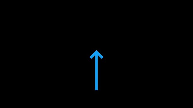 Animated of one Lane highway street icon animation.Traffic sign with arrow pointing up icon on black background,4k animation video..