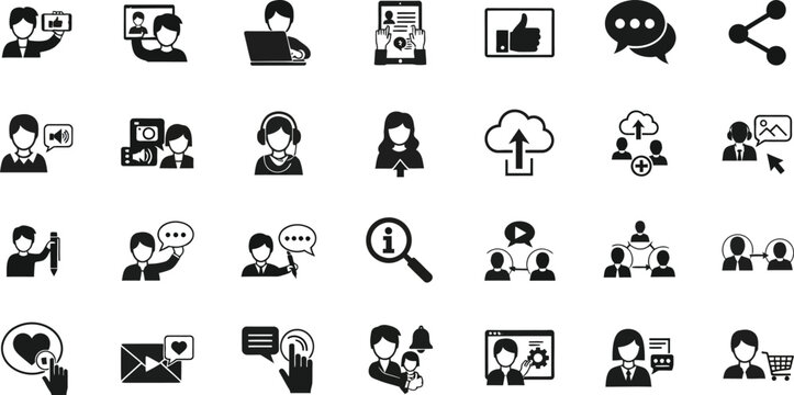 Collection of icons depicting various communication and collaboration methods