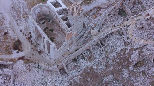 Aerial view from a drone of the old town of Rod&eacute;n in the Central Region of the province of Zaragoza. Autonomous Community of Aragon. Spain. Europe