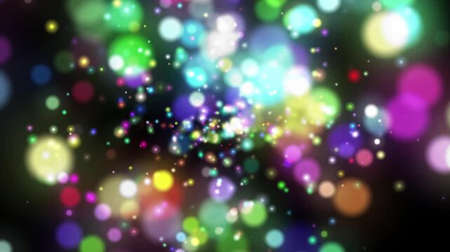 Anniversary celebration and professional music video vfx, Abstract soft purple bokeh particles drifting slowly through light leak transitions and blurred background, shining glitter motion graphic,