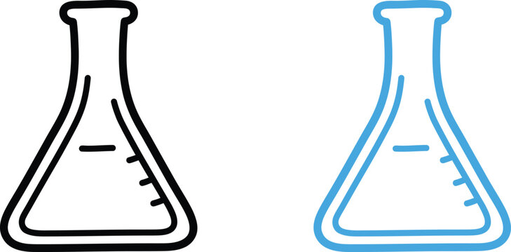 Erlenmeyer flask illustration a comparative study of line art and color outlines