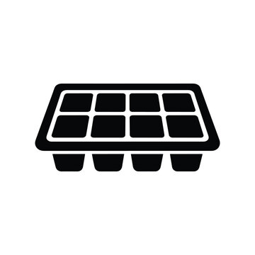 Ice cube tray flat black silhouette vector icon style