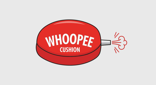 Classic Red Whoopee Cushion Prank Illustration