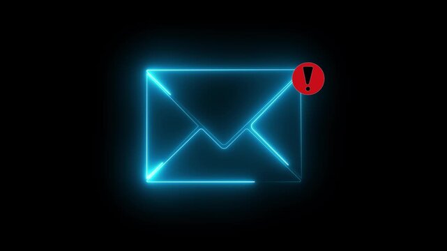 Spam email alert danger concept on transparent background. Illustrating cybersecurity risk and data breach threat in modern digital. Electronic mail, phishing, warning, red.4k motion video animation.