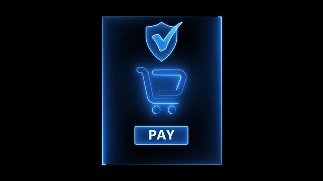 Mobile payment security concept on the transparent background. with secure checkout icon and green pay button during online shopping, highlighting ecommerce transaction and financial safety.HD motion.