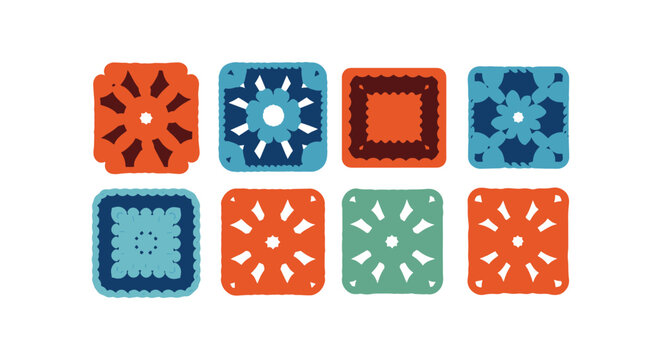 Crochet Square Line art vector modern abstract