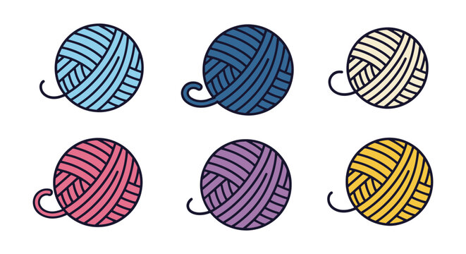 Crochet Yarn Ball Line art abstract clean minimal vector