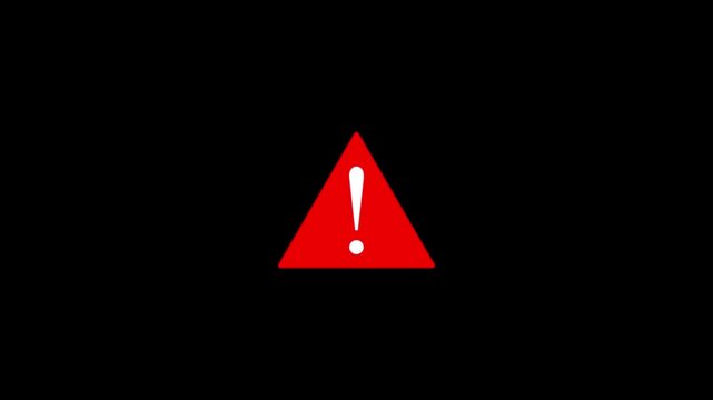 Danger road warning sign, caution signal icon animation Isolated on White Background