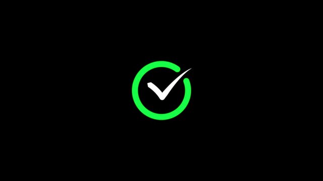 smooth green check mark animation that symbolizes approval, success, or task completion. Perfect for use in mobile apps, websites, tutorials, infographics, and business presentation