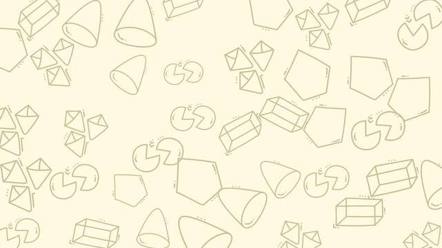 Geometric shapes in varying forms and sizes on a beige background, ideal for educational materials, presentations, or graphic design projects.