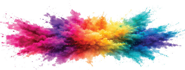 Fototapeta premium Colorful powder explosion vibrant Holi festival splash abstract background for graphic design and creative projects