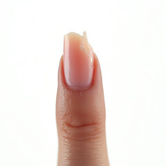 Fototapeta premium Broken acrylic nail on a finger with natural skin tone 