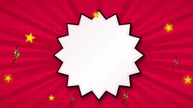 Comic book explosion, red burst background, dynamic graphic element, customizable template,animation video