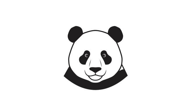 Minimalist Panda Head Illustration Against a White Background: Vector Art Style Design