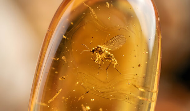Extreme Macro of Prehistoric Insect Inclusion in Raw Copal (Young Amber)