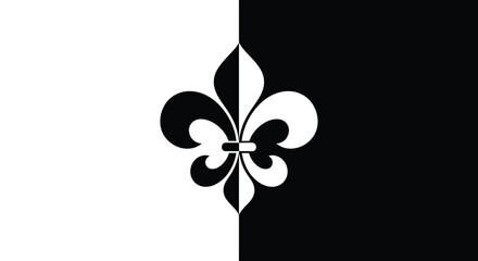 A striking black and white flag features a prominent fleur de lis emblem centered on the design © MDGOLAM