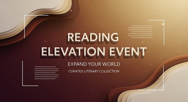 a promotional poster for a reading event with a modern design, a gradient background and text that reads 'reading elevation event' and 'expand your world', suitable for marketing, advertising