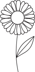 Fototapeta premium Floral, Black Line Art, Simple Flower, Vector Illustration, Graphic Design Element