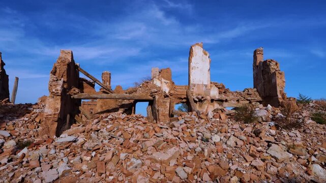 Landscapes of the old town of Belchite in the Campo de Belchite region of the province of Zaragoza, Autonomous Community of Aragon, Spain, Europe