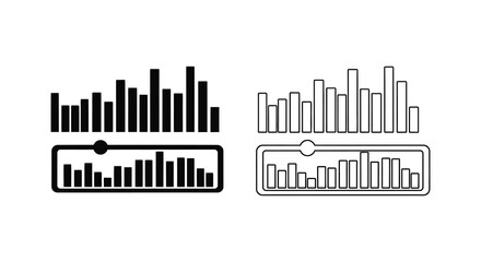 Fototapeta premium Two contrasting bar graph designs presented as a bold silhouette