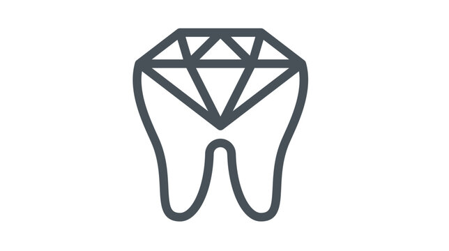 Premium Dental Care Vector Icon Illustration of a Tooth Combined with a Diamond Shape, Representing Luxury Dentistry, Cosmetic Dental Procedures, and High-Quality Oral Health Services.