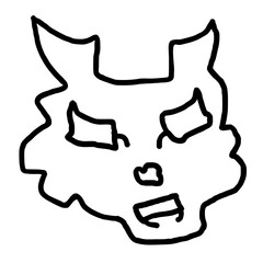Fototapeta premium Angry Doodle Monster Face with Sharp Expression