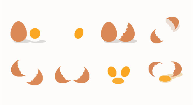 Broken eggshell icon vector set cracked egg pieces EPS10 isolated on white
