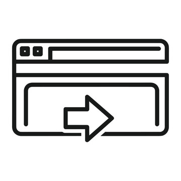 Web browser window with right arrow outline vector icon