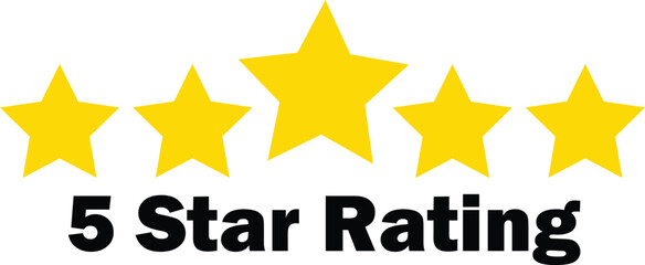 Fototapeta premium A 5-star rating symbol with yellow stars and black text