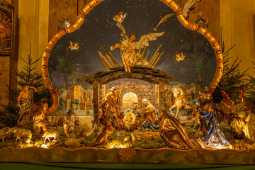 Fototapeta premium Traditional Christmas nativity scene depicting holy family