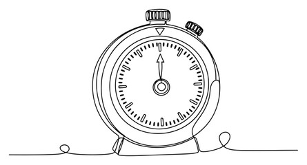 Naklejka premium Stopwatch timer for sports or business one line drawing continuous line art time management concept minimalist vector illustration