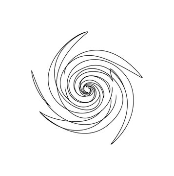 "Geometric Spiral". Minimalistic one-line drawing concentric spiral lines with flowing motion, continuous single black line on white background, simple outline