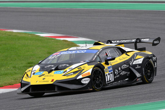 Scarperia, Italy - September 14th 2025: Lamborghini Huracan ST Evo 2 of team INVICTUS CORSE drive by Cossu - Coassin in action during Italian Championship GT Endurance race event at Mugello Circuit.