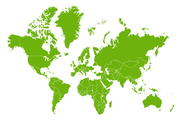 Obraz premium Green Vector World Map with Borders