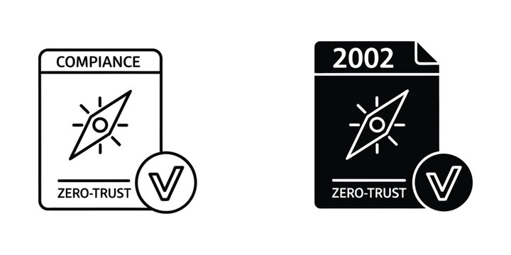 Compliance and zero-trust certification badges from the year 2002