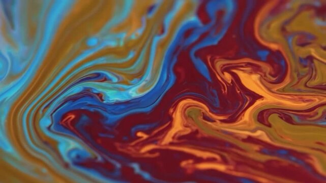 Abstract colorful swirling pattern with shades of blue, orange, and red