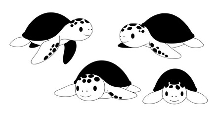 Minimal green sea turtle cartoon vector illustration EPS10 isolated © Md