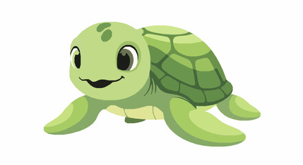 Stylized cute green baby sea turtle flat vector EPS10 isolated on white © Md