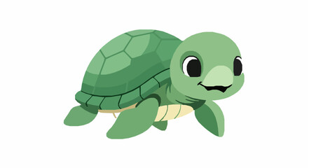 Cartoon green baby sea turtle flat vector illustration marine animal EPS10 isolated on white © Md