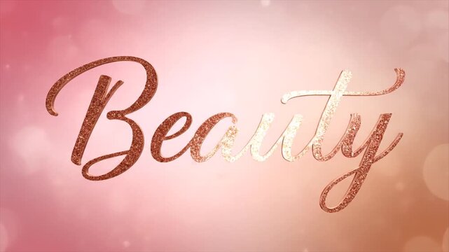 Elegant gold beauty script on soft pink watercolor background for branding