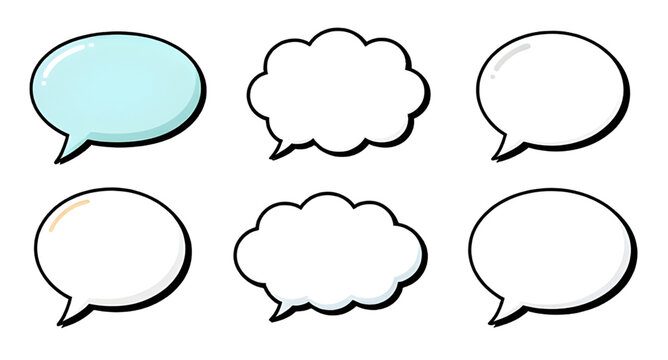 blank speech bubbles, chat bubble set, comic dialogue balloons, conversation bubble icons, text message bubbles, communication design elements, speech balloon collection, empty chat icons, cartoon spe