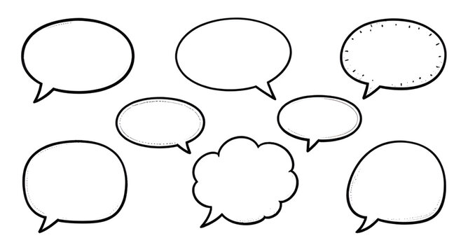blank speech bubbles, chat bubble set, comic dialogue balloons, conversation bubble icons, text message bubbles, communication design elements, speech balloon collection, empty chat icons, cartoon spe