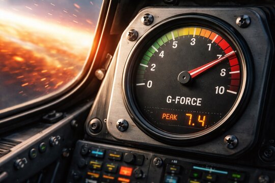 G-Force Accelerometer Measurement in Aviation Cockpit: High-Speed Flight Technology & Sci-Fi Control Panel Engineering